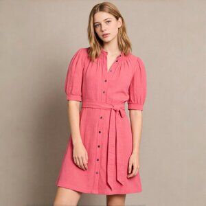 NWOT Boden Ada Double Cloth Cotton Pink Shirt Dress Size 2 Knee Length